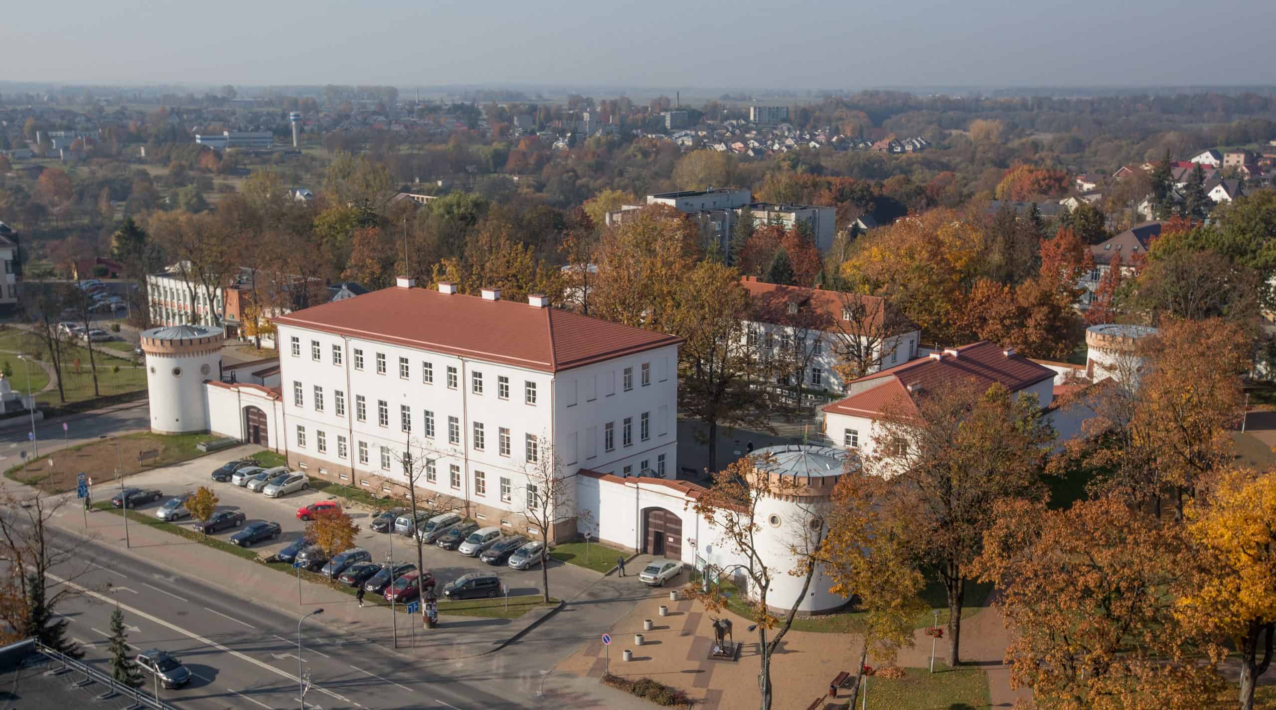 The image shows the Tauragė Castle ensemble, located in the center of Tauragė, Lithuania