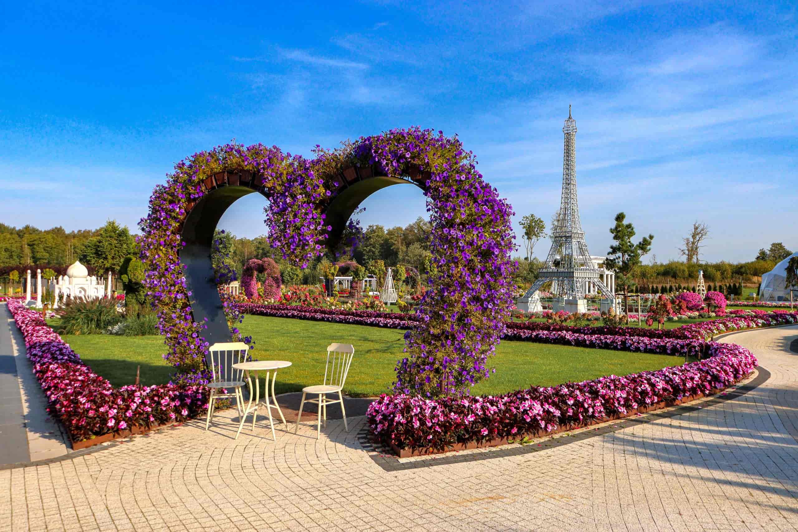 This image shows Babilono Sodai, recognized as the largest flower park in Lithuania