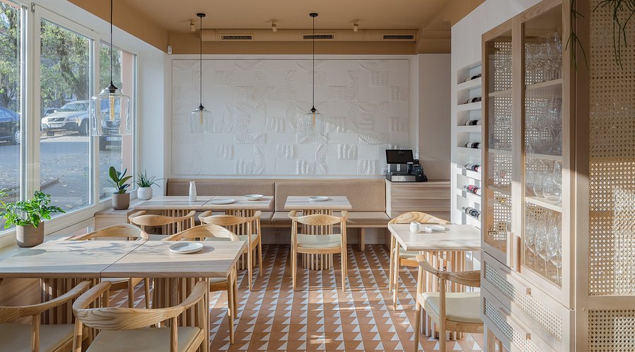 This image shows the interior of Gaspar's restaurant, located in Vilnius