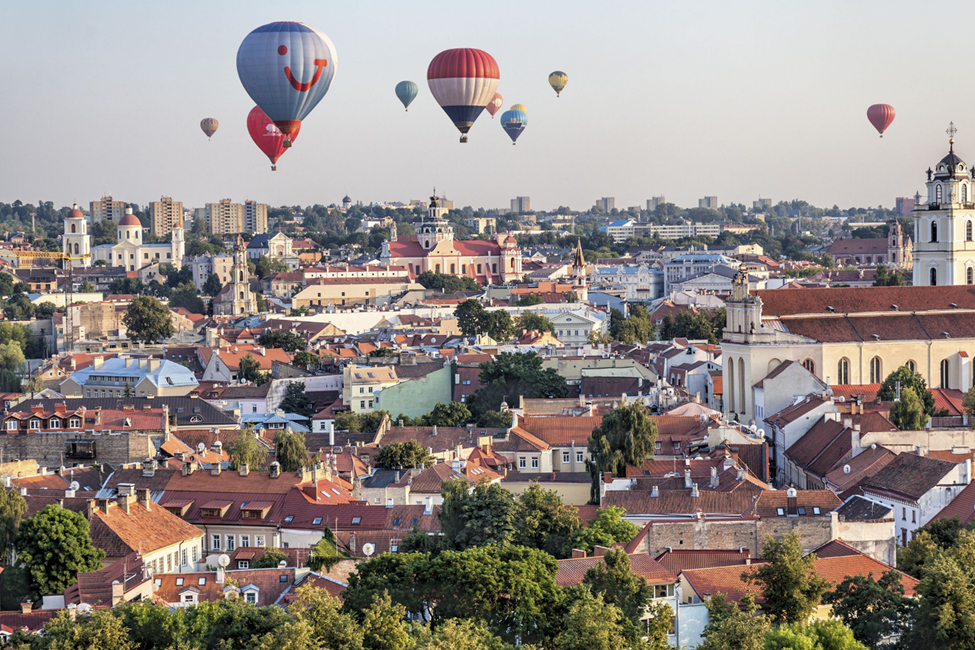 Vilnius skyline with balloons