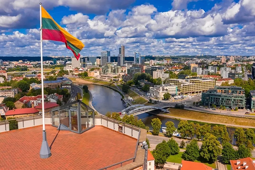 Lithuanian flag over Vilnius