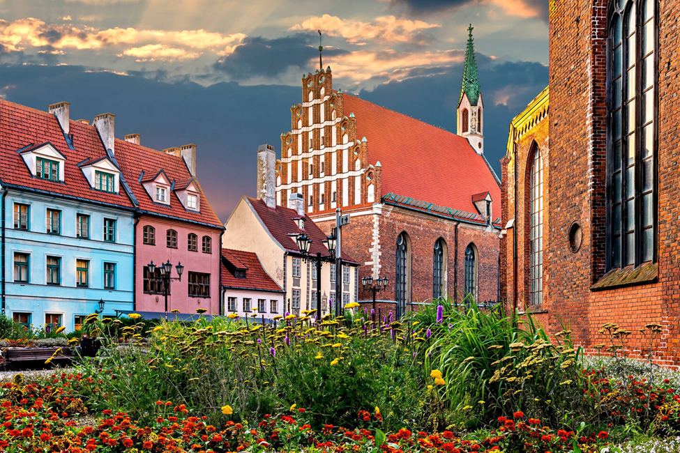 Historic Old Town architecture in Riga, Latvia