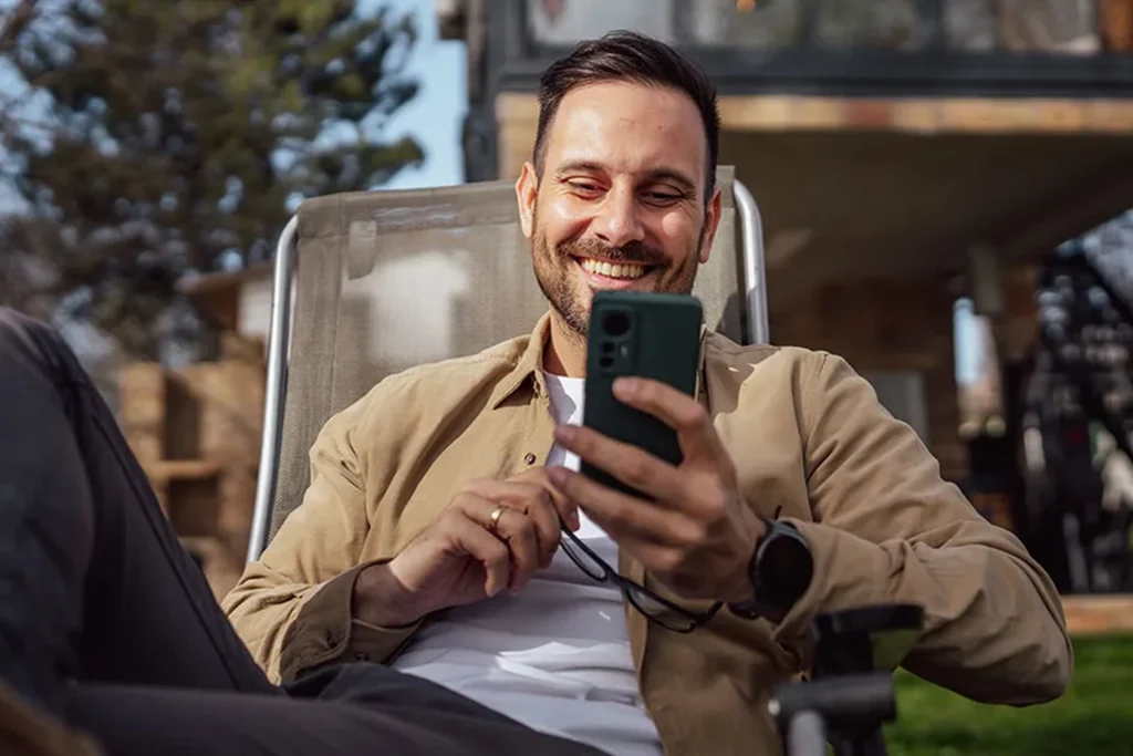 Person checking smartphone screen