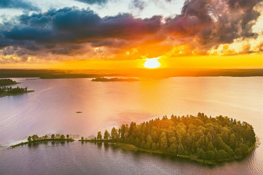 Lithuania Lake at Sunset