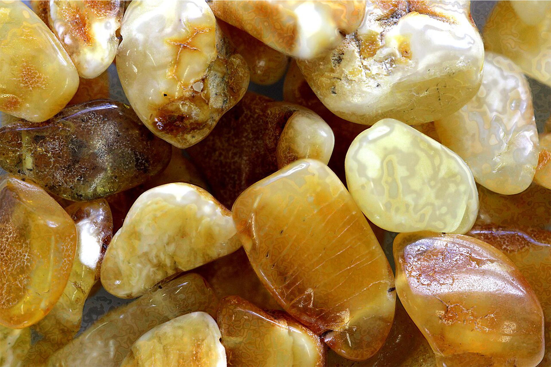 Amber gemstone close-up